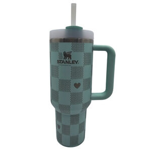 Custom Stanley Quencher H2.0 40oz FlowState tumbler in a mint green/teal